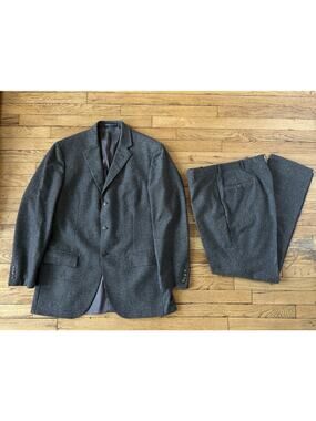 Men’s Polo Ralph Lauren Grey Striped Wool Cashmere Suit Size 42L 35x32 Italy